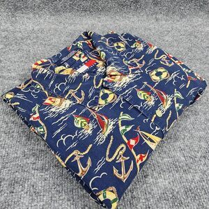 Tommy Hilfiger Shirt Mens Medium Sailing AOP Camp Loop Collar Vintage Nautical